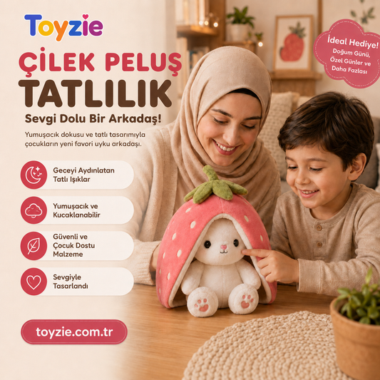 Toyzie Çilek Tavşan Peluş Işıksız Oyuncak